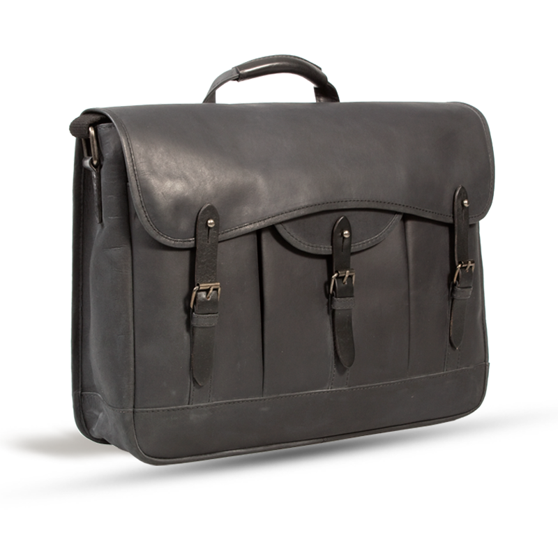 UBERBAG GOBI GRAPHITE GREY LEATHER MESSENGER BAG