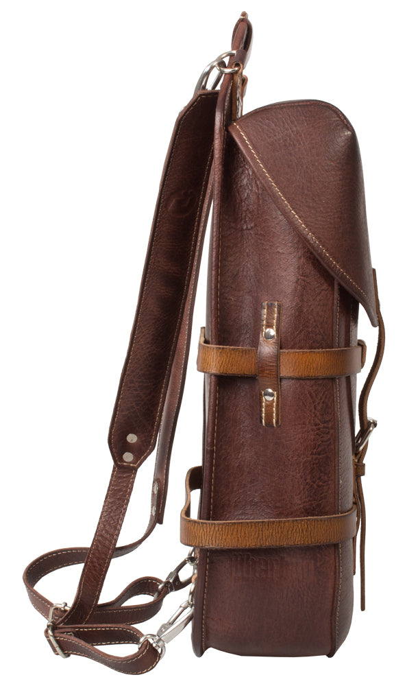UBERBAG VINTAGE SWISS ARMY BROWN LEATHER BACKPACK