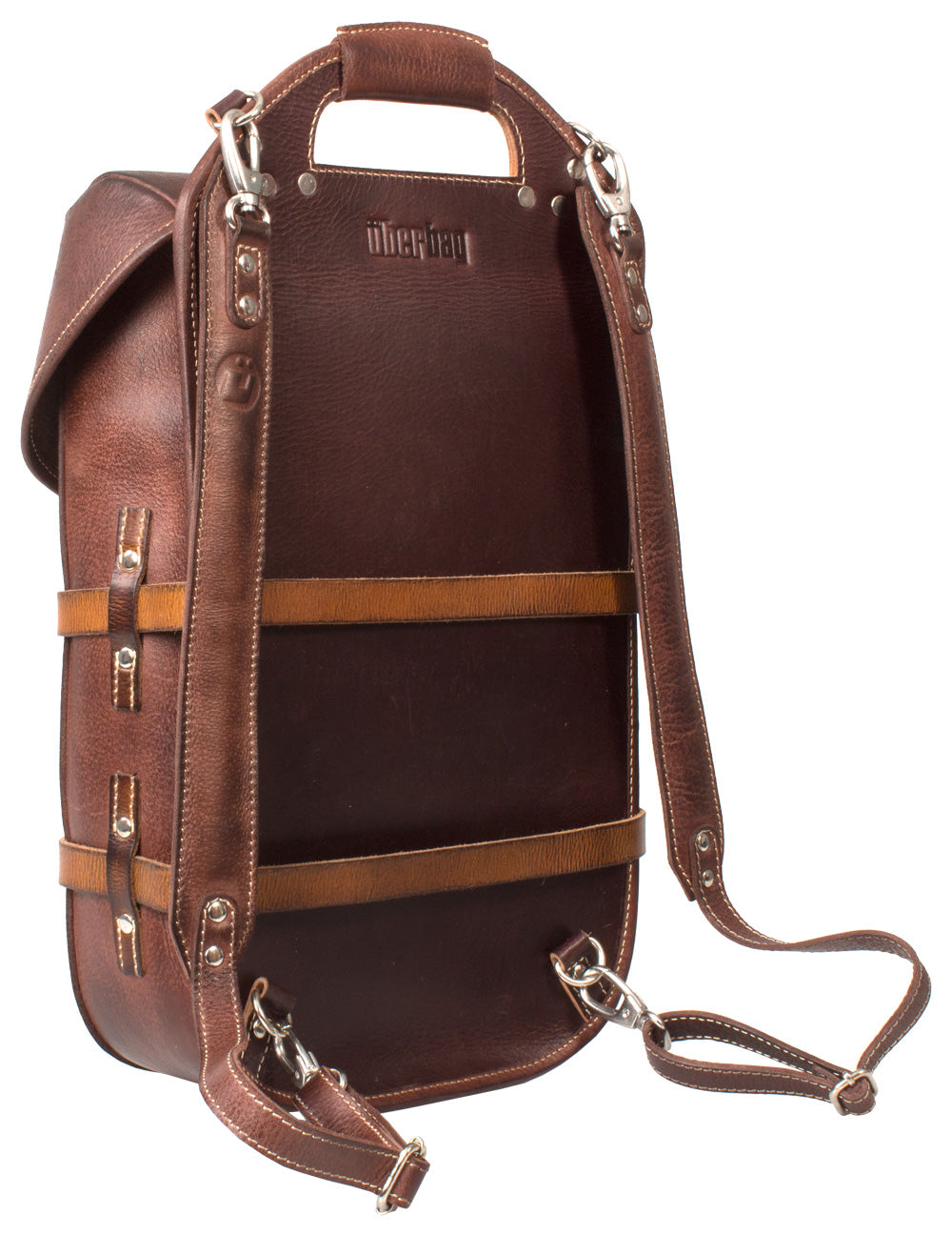 UBERBAG VINTAGE SWISS ARMY BROWN LEATHER BACKPACK