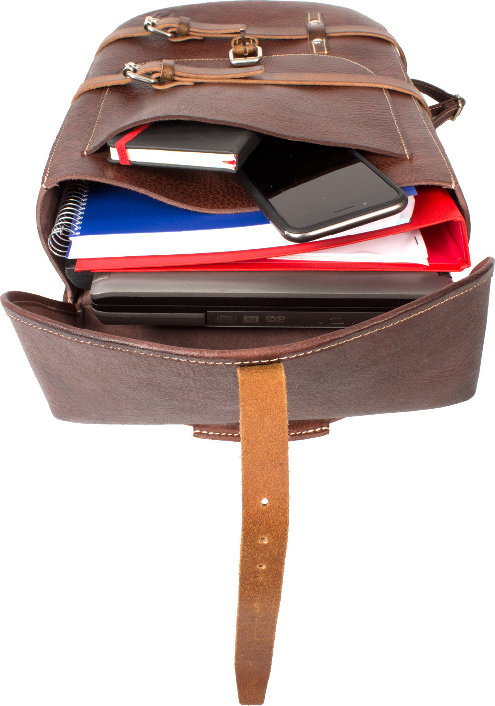 UBERBAG VINTAGE SWISS ARMY BROWN LEATHER BACKPACK