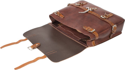 UBERBAG VINTAGE SWISS ARMY BROWN LEATHER MESSENGER BAG