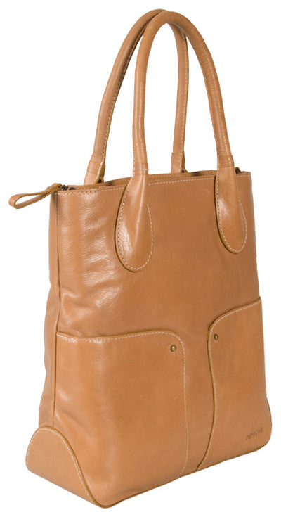 depeche tan cognac real leather large shoulder bag
