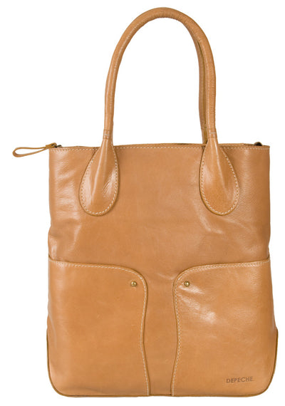depeche tan cognac real leather large shoulder bag 3