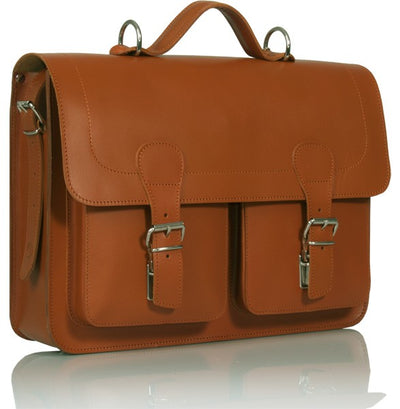 WINDSOR VEGETABLE TANNED TAN LEATHER SATCHEL / BRIEFCASE / BACKPACK